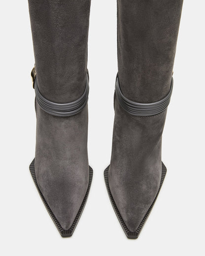 KYNDALL Grey Suede Pointed-Toe Stiletto Heeled Knee-High Women's Boot Steve Madden GREY SUEDE
