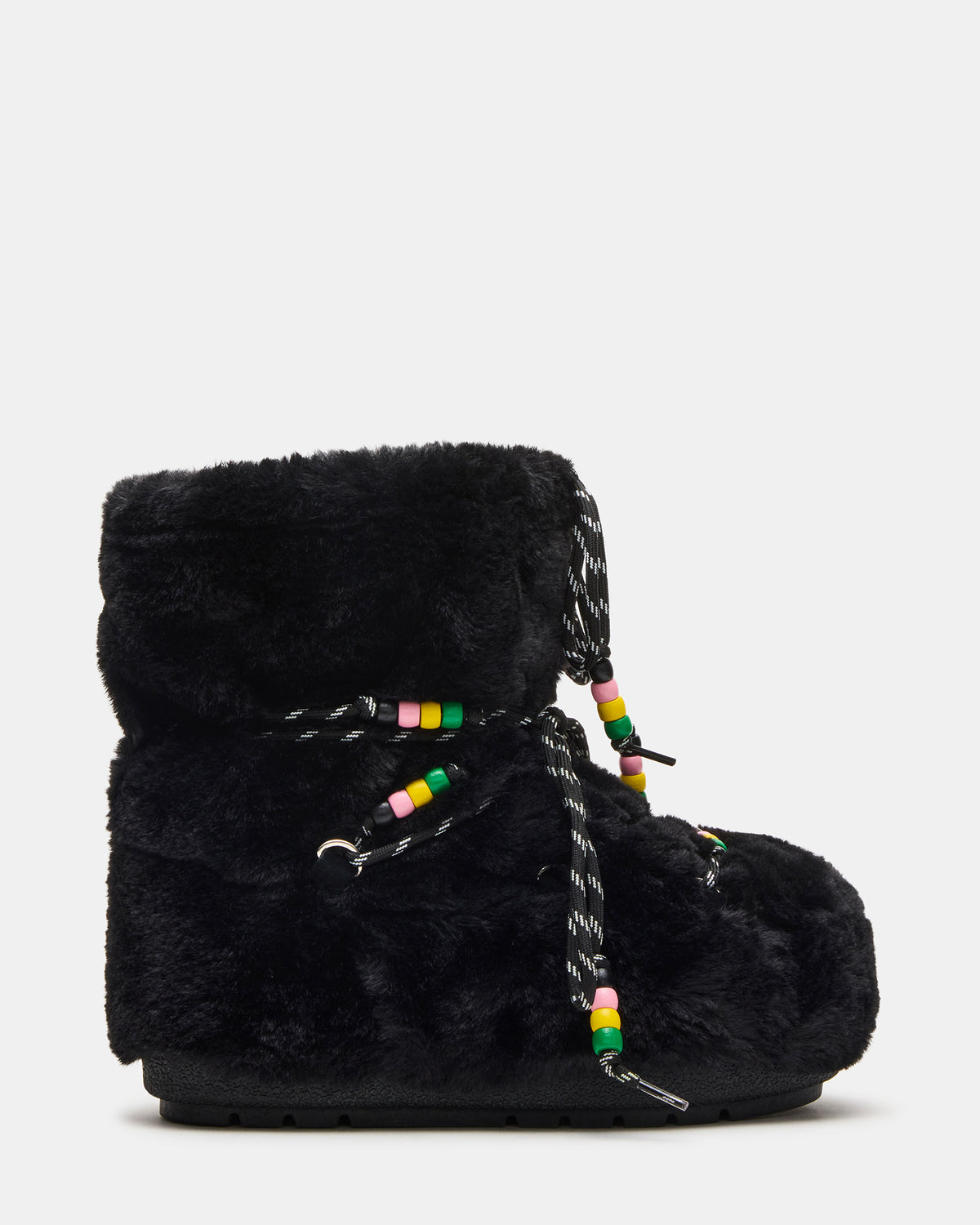 MIRO Black Faux Fur Chunky Lace-Up Women's Bootie Steve Madden BLACK