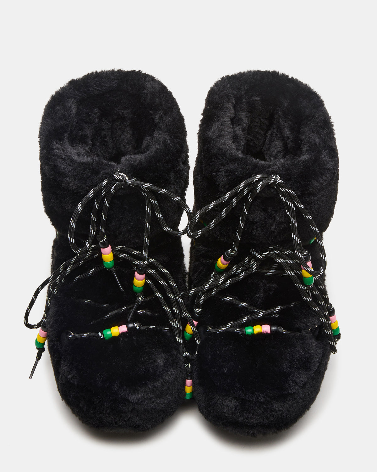 MIRO Black Faux Fur Chunky Lace-Up Women's Bootie Steve Madden BLACK