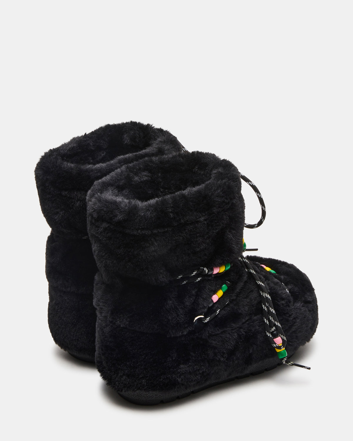 MIRO Black Faux Fur Chunky Lace-Up Women's Bootie Steve Madden BLACK