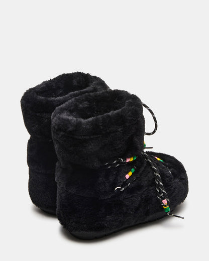 MIRO Black Faux Fur Chunky Lace-Up Women's Bootie Steve Madden BLACK