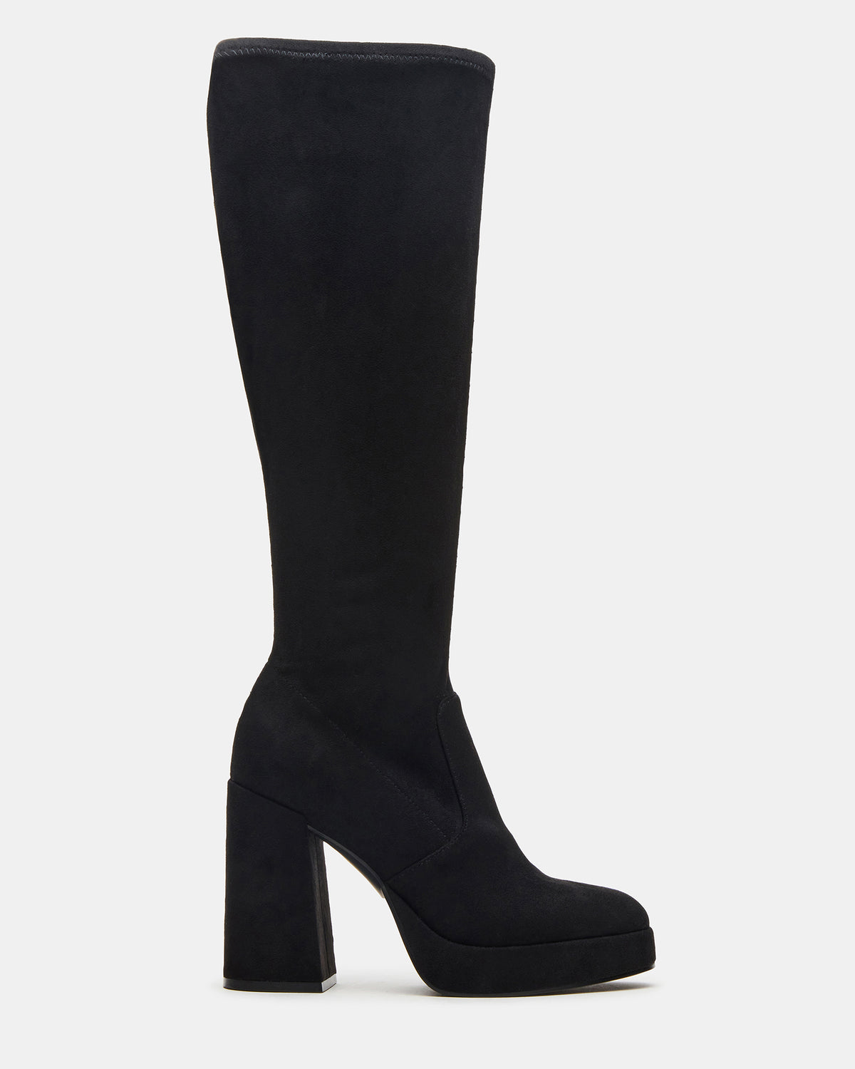 TWAIN Black Wide Calf Knee-High Block Heel Women's Boot Steve Madden BLACK