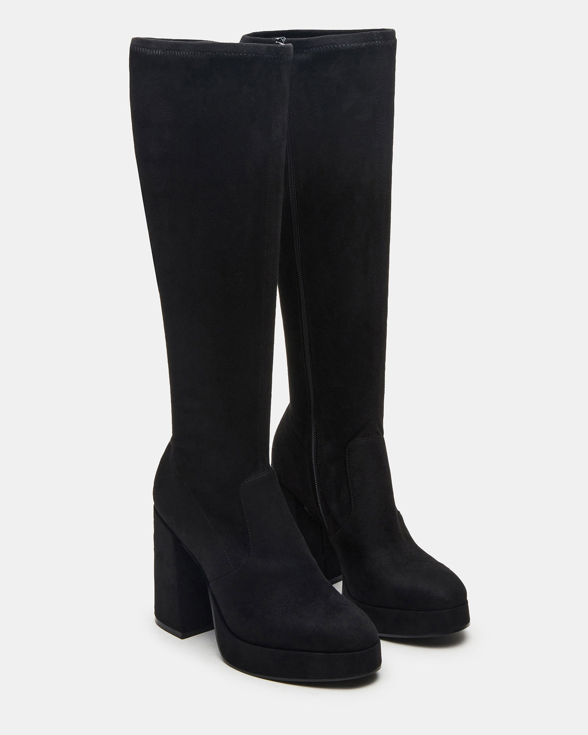 TWAIN Black Wide Calf Knee-High Block Heel Women's Boot Steve Madden BLACK