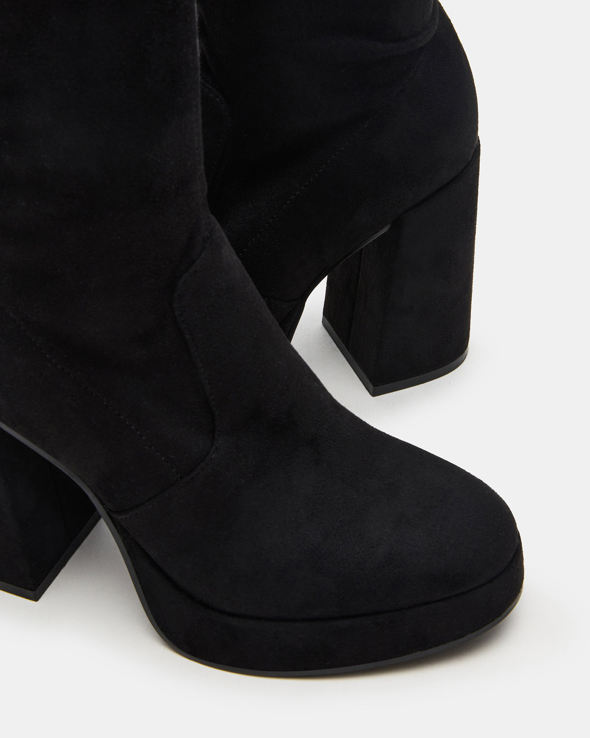TWAIN Black Wide Calf Knee-High Block Heel Women's Boot Steve Madden BLACK