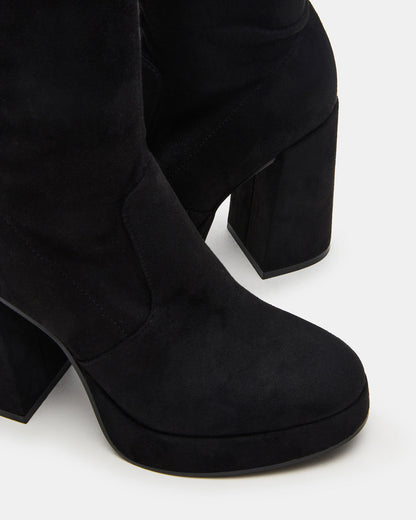 TWAIN Black Wide Calf Knee-High Block Heel Women's Boot Steve Madden BLACK