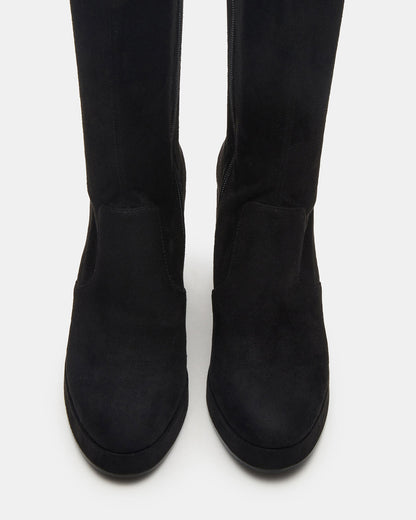 TWAIN Black Wide Calf Knee-High Block Heel Women's Boot Steve Madden BLACK