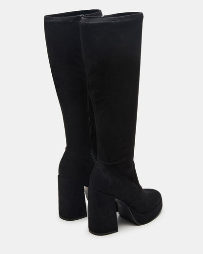 TWAIN Black Wide Calf Knee-High Block Heel Women's Boot Steve Madden BLACK