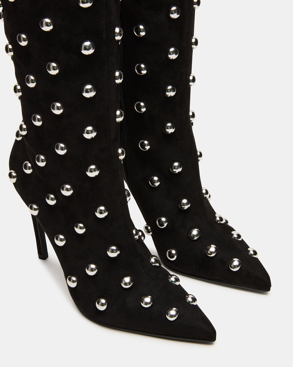 NITRO Black Studs Pointed-Toe Stiletto Heel Knee-High Women's Boots Steve Madden BLACK