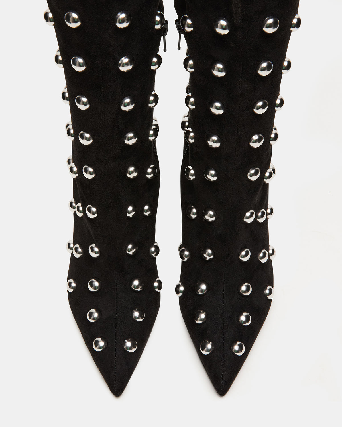 NITRO Black Studs Pointed-Toe Stiletto Heel Knee-High Women's Boots Steve Madden BLACK