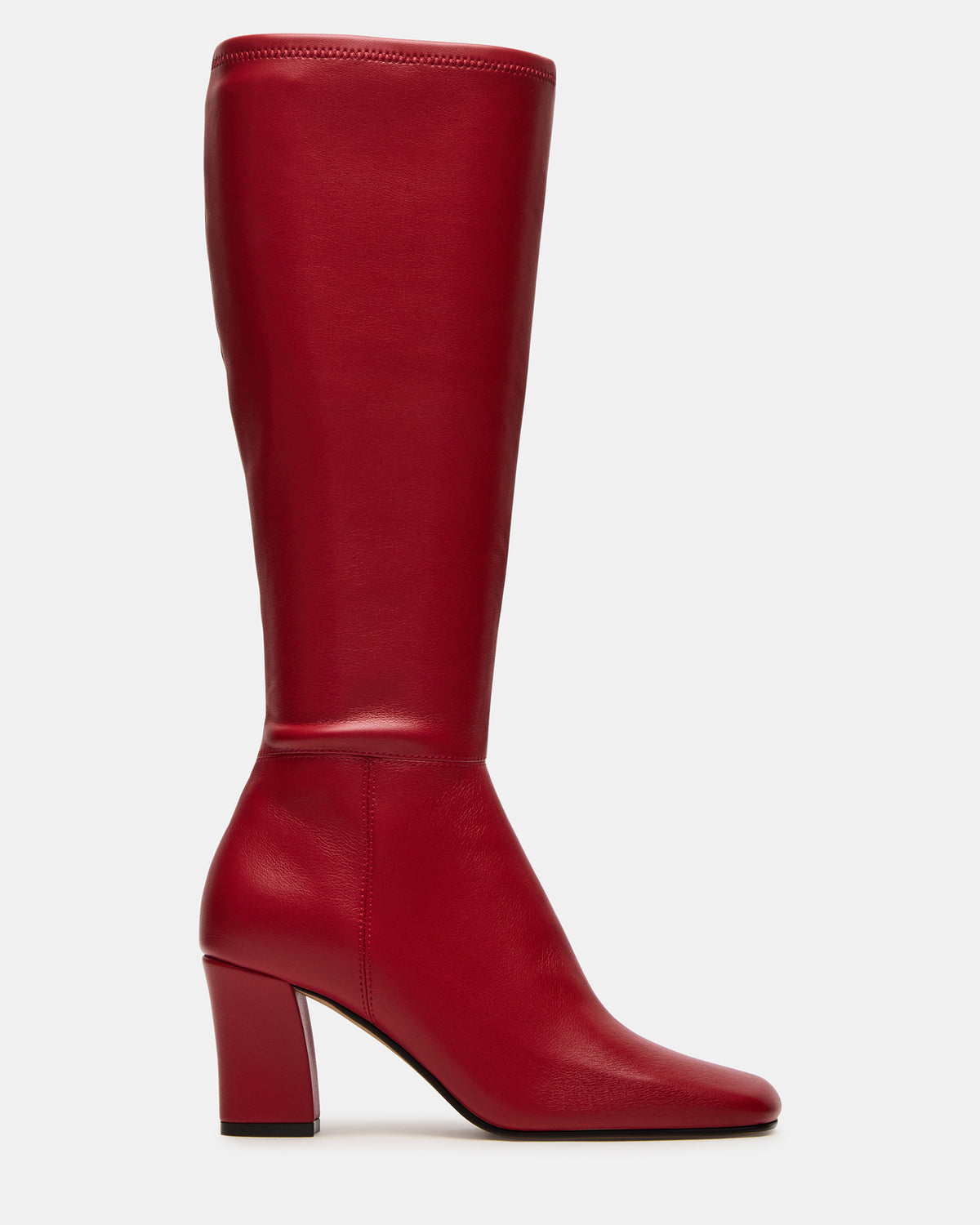 ELLIOT Red Square-Toe Knee-High Block Heel Women's Boot Steve Madden RED