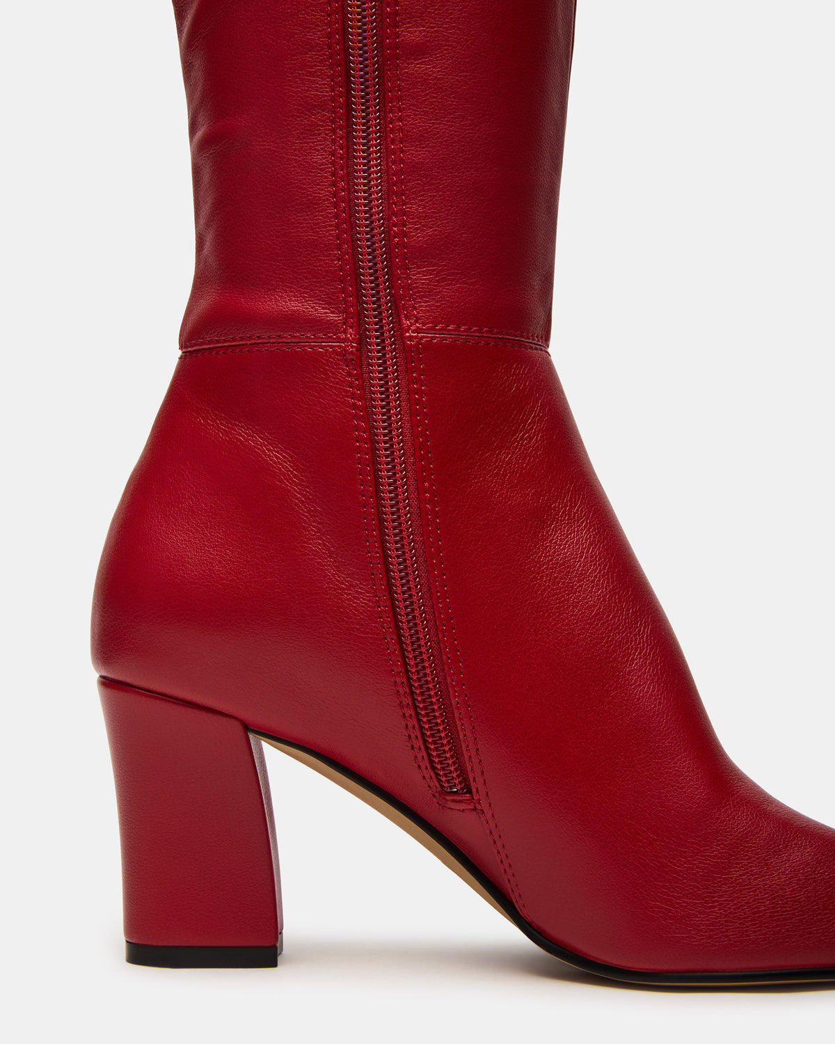 ELLIOT Red Square-Toe Knee-High Block Heel Women's Boot Steve Madden RED