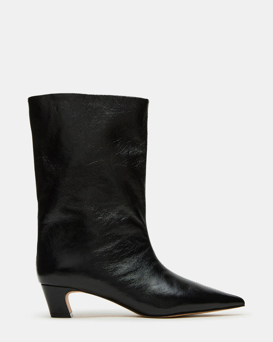 LYTTON Black Patent Pointed-Toe Kitten Heel Women's Ankle Boot Steve Madden BLACK PATENT