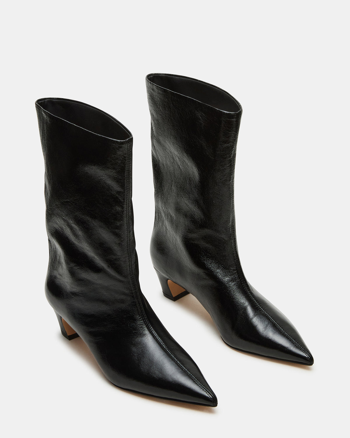 LYTTON Black Patent Pointed-Toe Kitten Heel Women's Ankle Boot Steve Madden BLACK PATENT