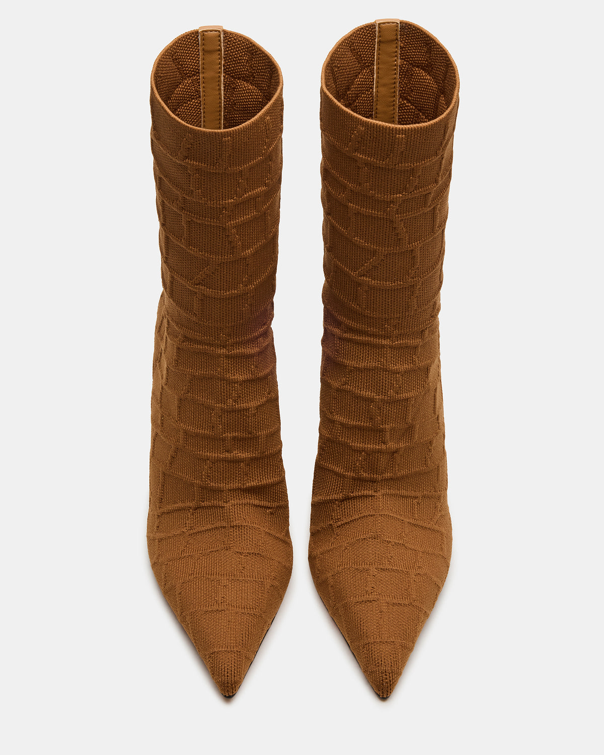 MIDNITE Tan Crocodile Pointed-Toe Stiletto Heel Sock Women's Ankle Boot Steve Madden TAN CROCODILE