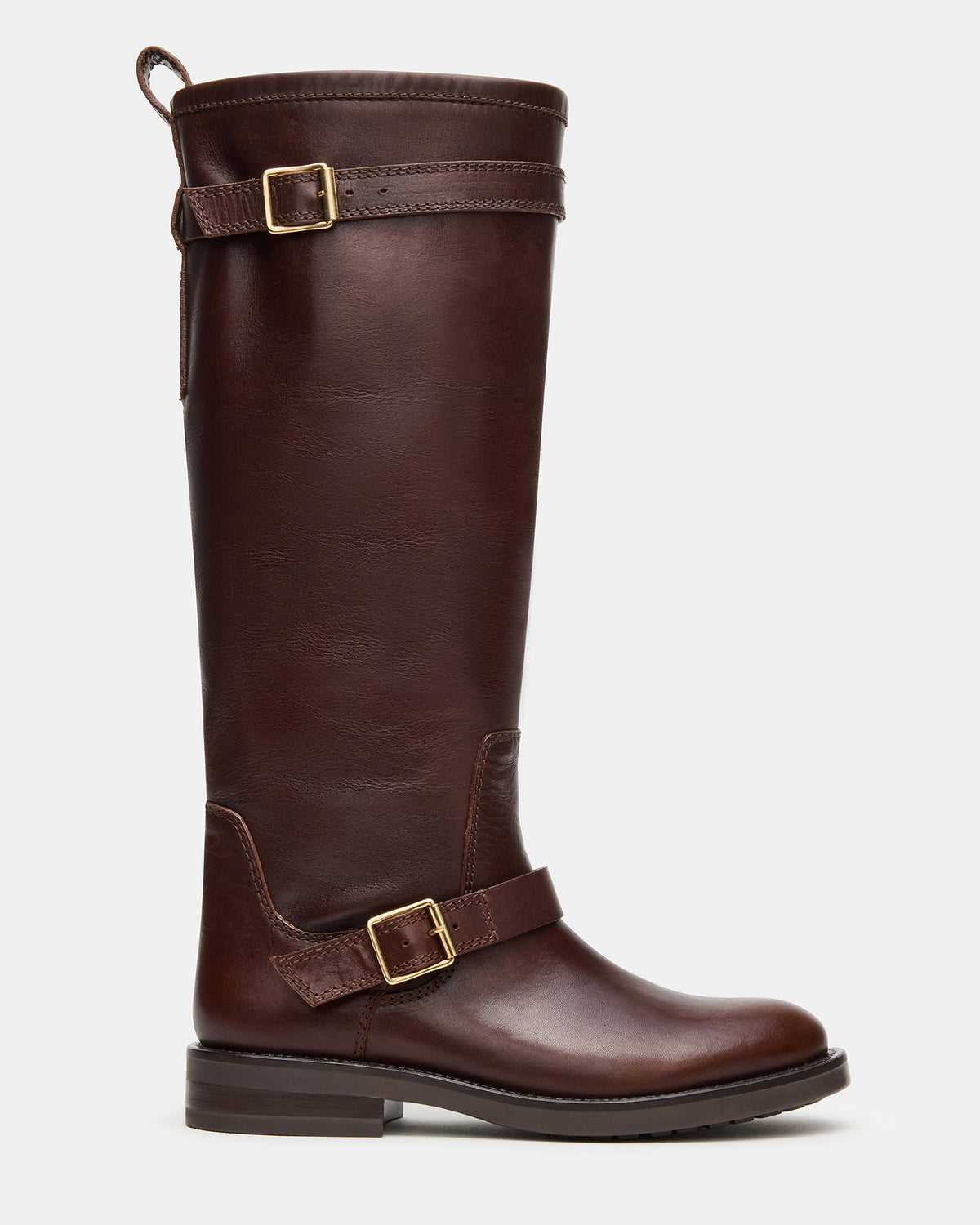 SADY Brown Leather Knee-High Rounded Toe Women's Boot Steve Madden BROWN LEATHER