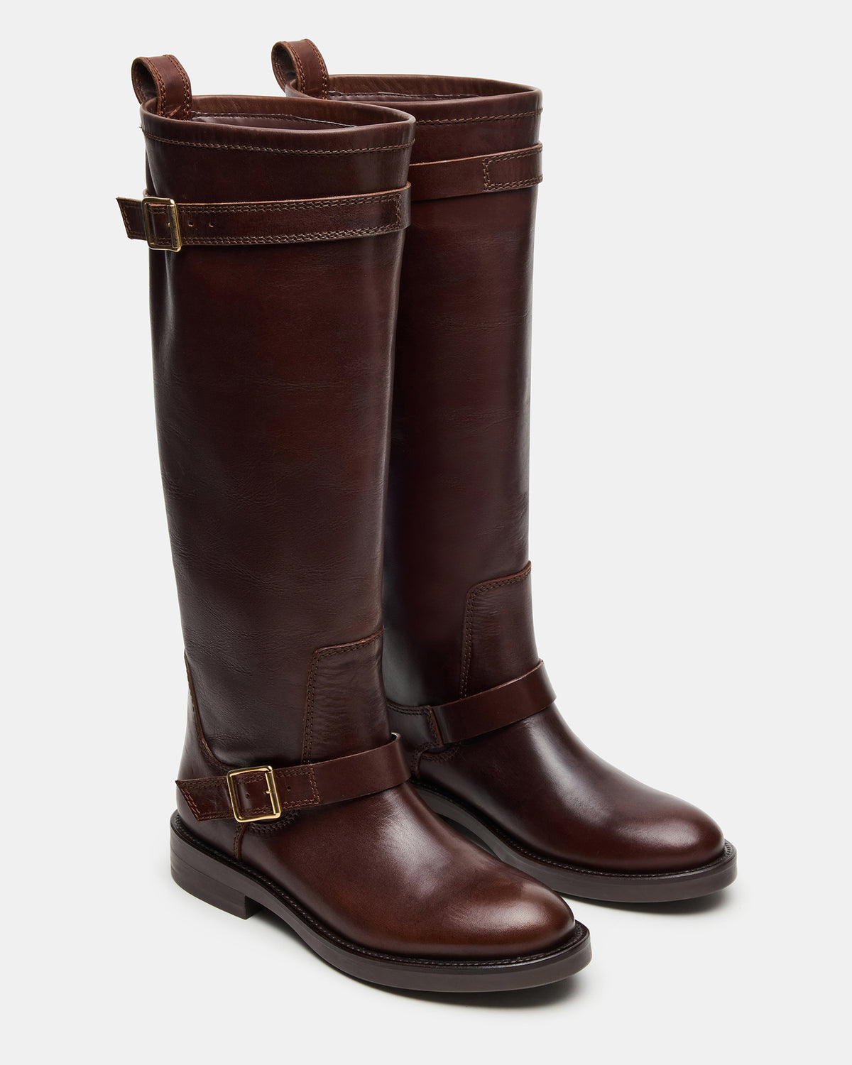 SADY Brown Leather Knee-High Rounded Toe Women's Boot Steve Madden BROWN LEATHER