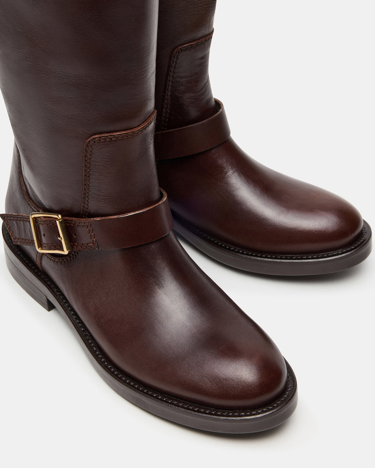 SADY Brown Leather Knee-High Rounded Toe Women's Boot Steve Madden BROWN LEATHER