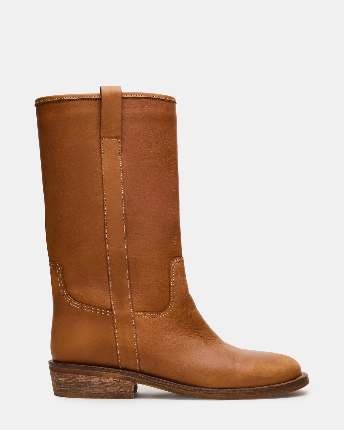 DUNSTER Tan Leather Wood Bottom Women's Boot Steve Madden TAN LEATHER