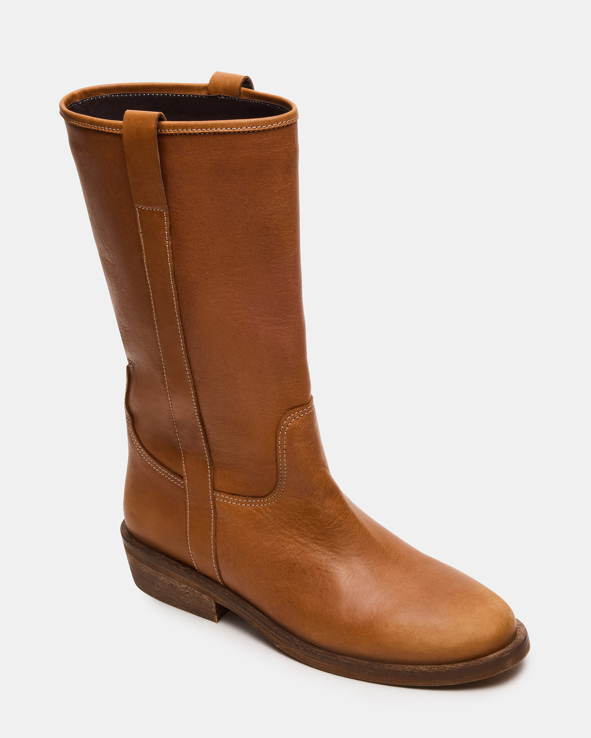 DUNSTER Tan Leather Wood Bottom Women's Boot Steve Madden TAN LEATHER
