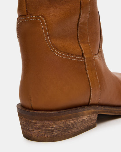 DUNSTER Tan Leather Wood Bottom Women's Boot Steve Madden TAN LEATHER