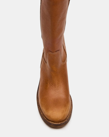DUNSTER Tan Leather Wood Bottom Women's Boot Steve Madden TAN LEATHER