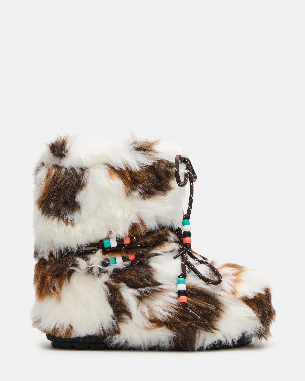 MIRO Brown Multi Faux Fur Chunky Lace-Up Women's Bootie Steve Madden BROWN MULTI
