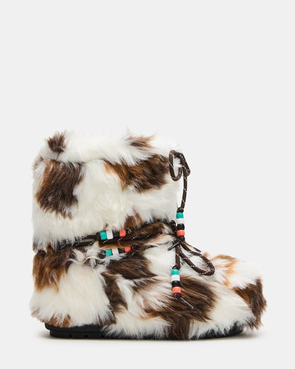 MIRO Brown Multi Faux Fur Chunky Lace-Up Women's Bootie Steve Madden BROWN MULTI