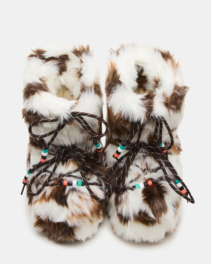 MIRO Brown Multi Faux Fur Chunky Lace-Up Women's Bootie Steve Madden BROWN MULTI