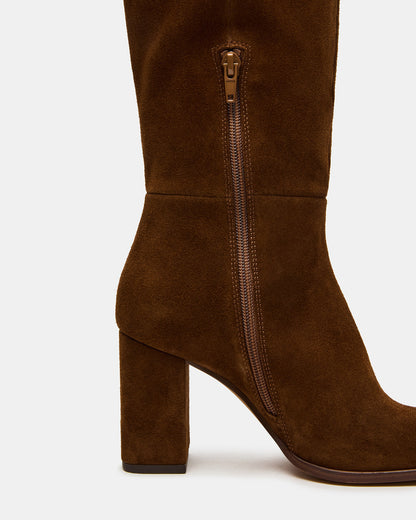 WINSLET Chestnut Suede Knee-High Block Heel Women's Boot Steve Madden CHESTNUT SUEDE