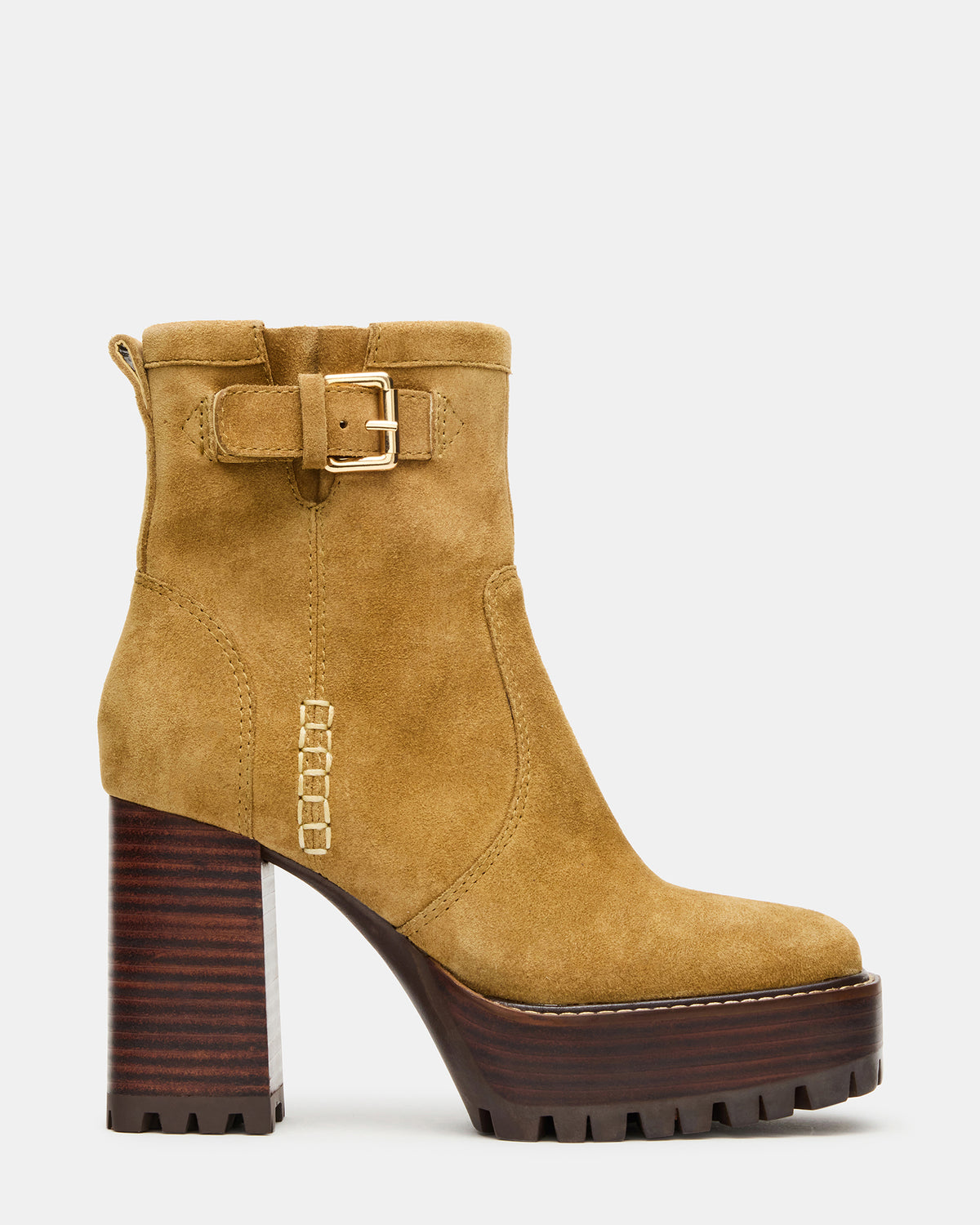 SUMMIT Olive Suede Platform Lug Block Heel Women's Ankle Boot Steve Madden OLIVE SUEDE