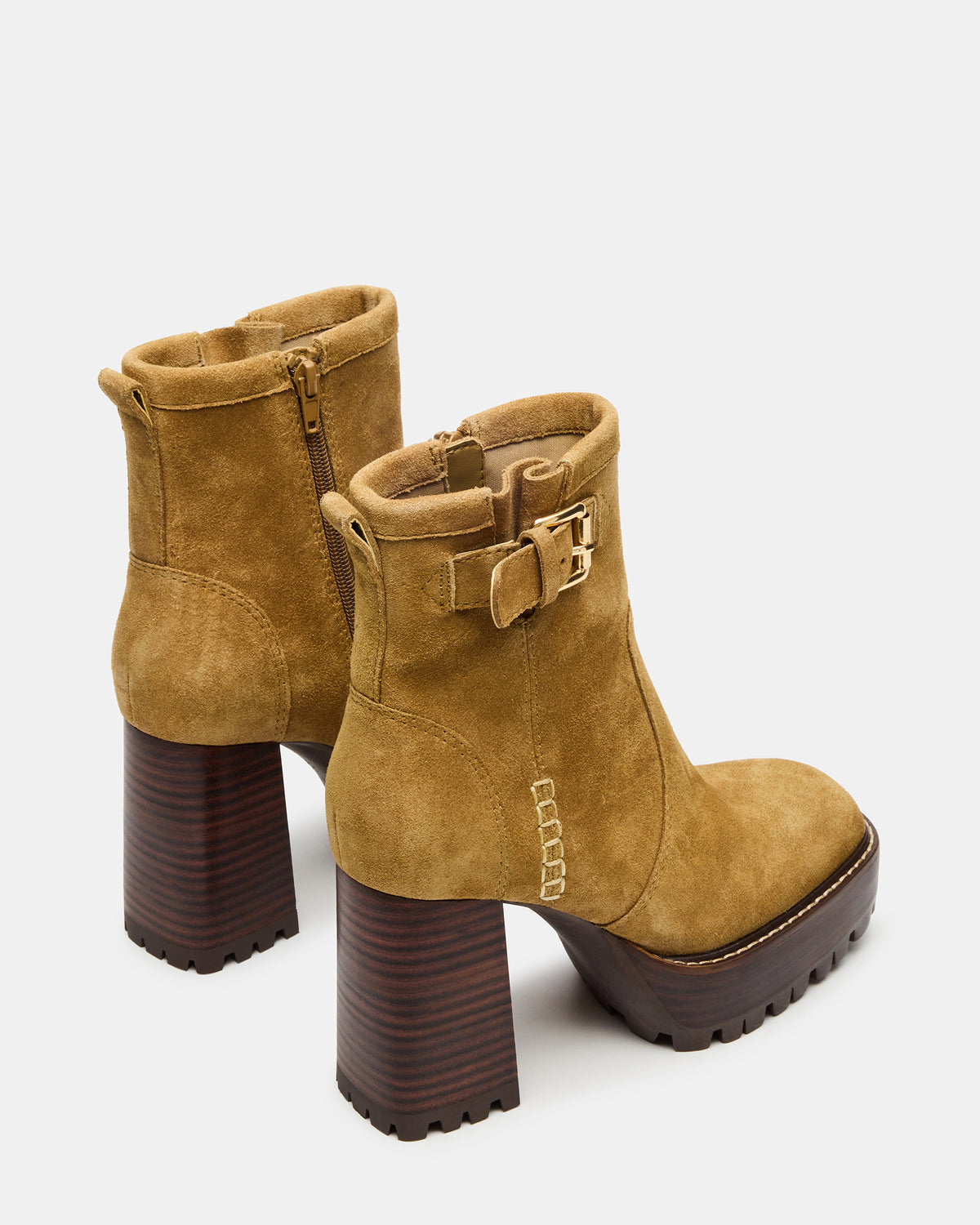 SUMMIT Olive Suede Platform Lug Block Heel Women's Ankle Boot Steve Madden OLIVE SUEDE