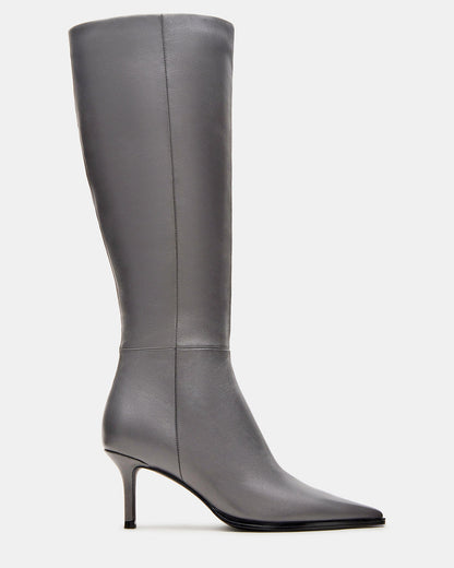 LINGO Grey Leather Pointed-Toe Knee-High Women's Boot Steve Madden GREY LEATHER