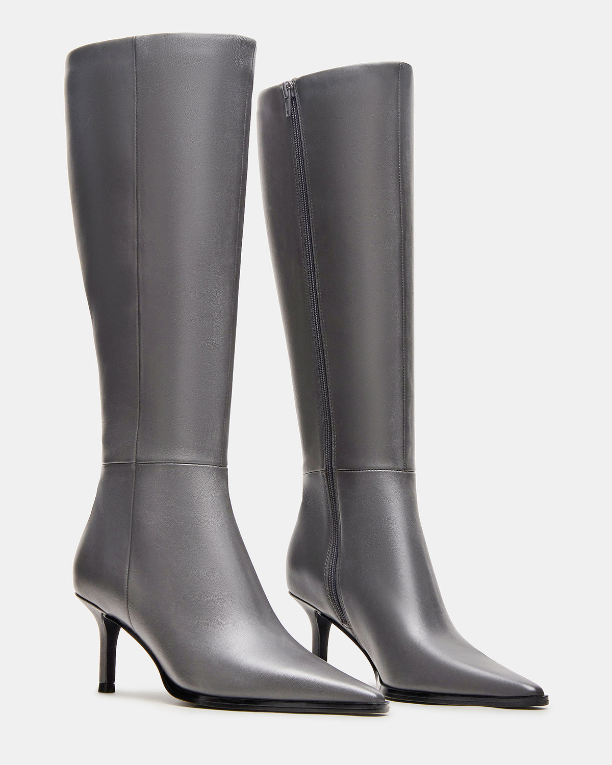 LINGO Grey Leather Pointed-Toe Knee-High Women's Boot Steve Madden GREY LEATHER