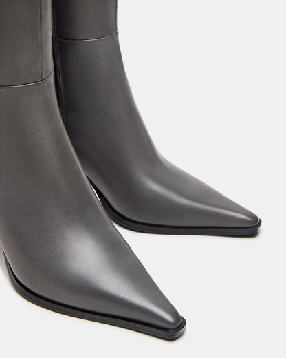 LINGO Grey Leather Pointed-Toe Knee-High Women's Boot Steve Madden GREY LEATHER