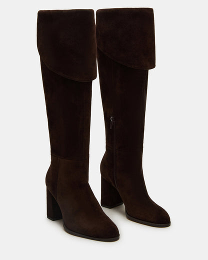 WINSLET Brown Suede Knee-High Block Heel Women's Boot Steve Madden BROWN SUEDE