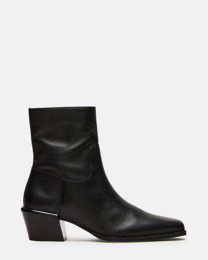 DANEY Black Leather Square-Toe Women's Ankle Boot Steve Madden BLACK LEATHER