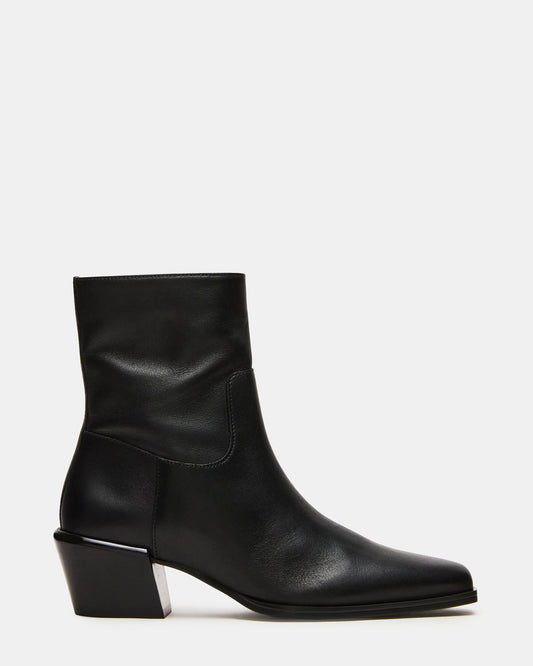 DANEY Black Leather Square-Toe Women's Ankle Boot Steve Madden BLACK LEATHER