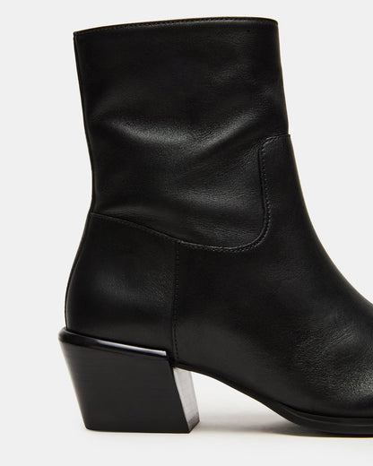 DANEY Black Leather Square-Toe Women's Ankle Boot Steve Madden BLACK LEATHER