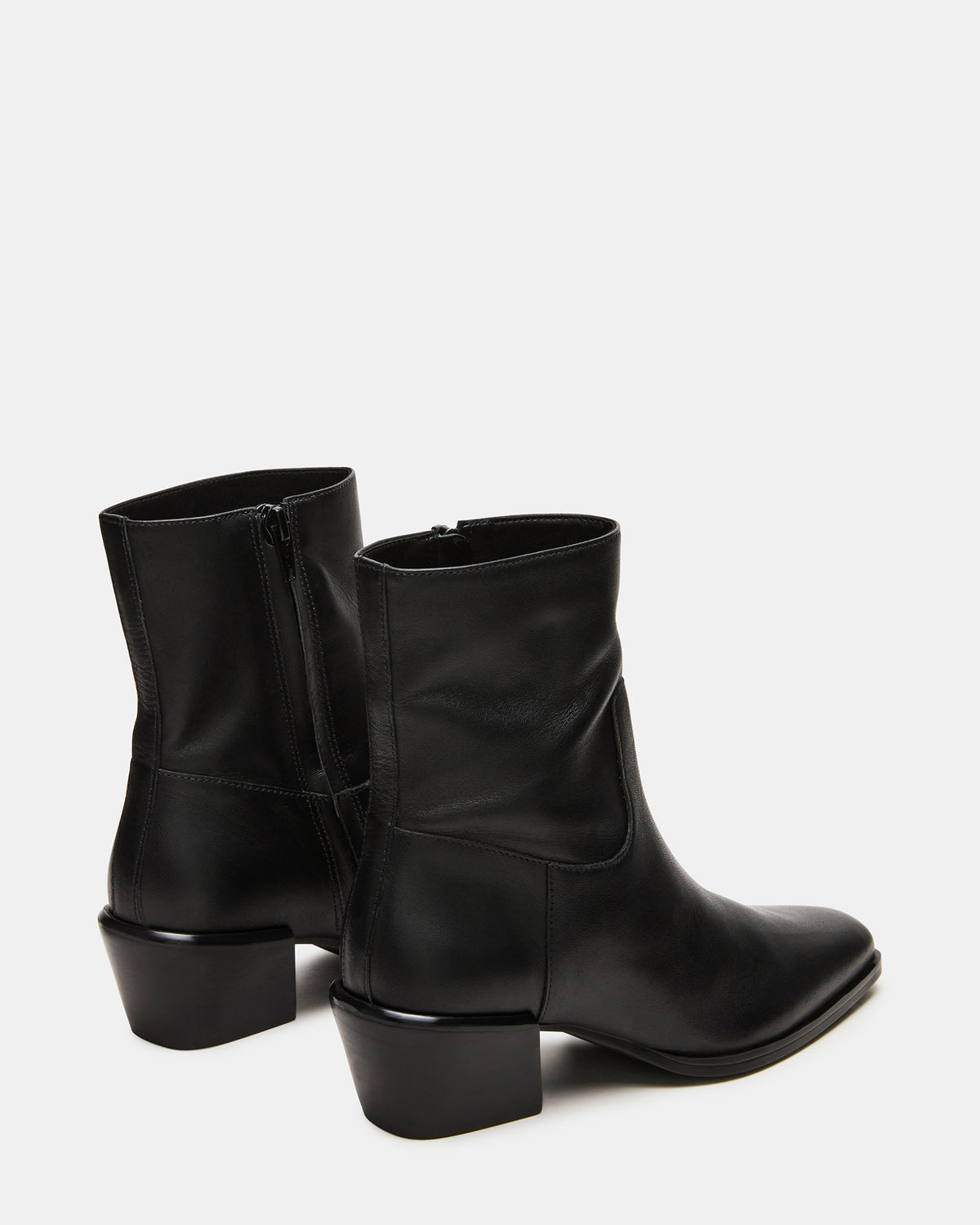 DANEY Black Leather Square-Toe Women's Ankle Boot Steve Madden BLACK LEATHER