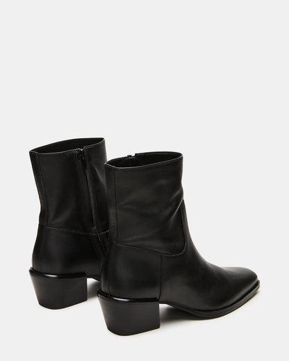 DANEY Black Leather Square-Toe Women's Ankle Boot Steve Madden BLACK LEATHER