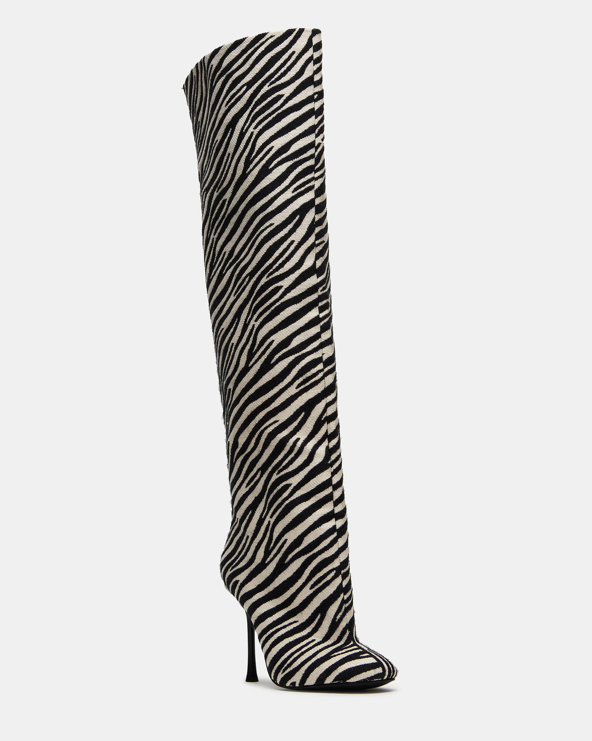 ALLURING Zebra Over-The-Knee Square-Toe Heeled Women's Boot Steve Madden ZEBRA