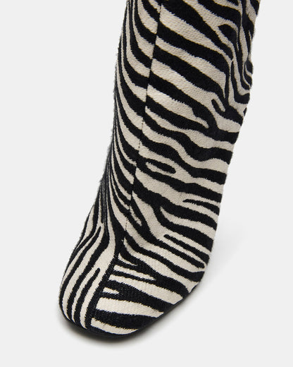 ALLURING Zebra Over-The-Knee Square-Toe Heeled Women's Boot Steve Madden ZEBRA