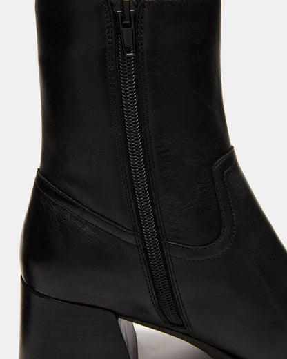 LATCHES Black Leather Square-Toe Block Heel Women's Ankle Boot Steve Madden BLACK LEATHER
