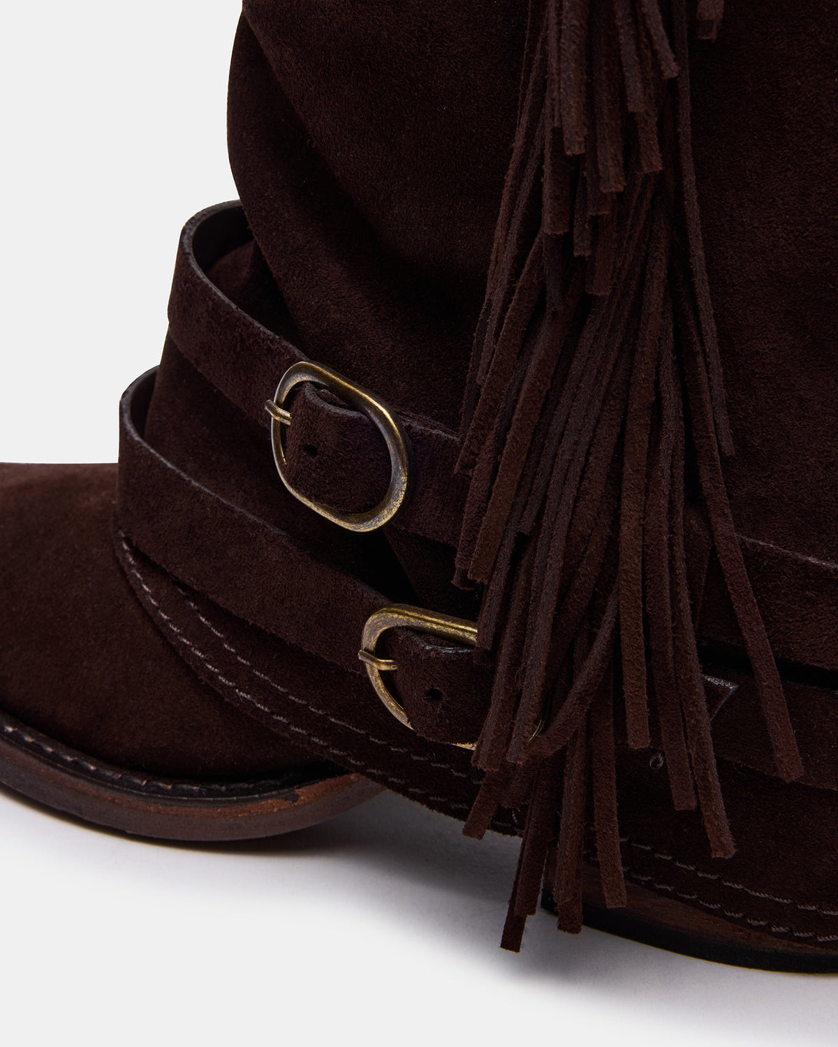 ANSEL Brown Suede Pointed-Toe Fold-Over Cuffed Women's Ankle Boot Steve Madden BROWN SUEDE