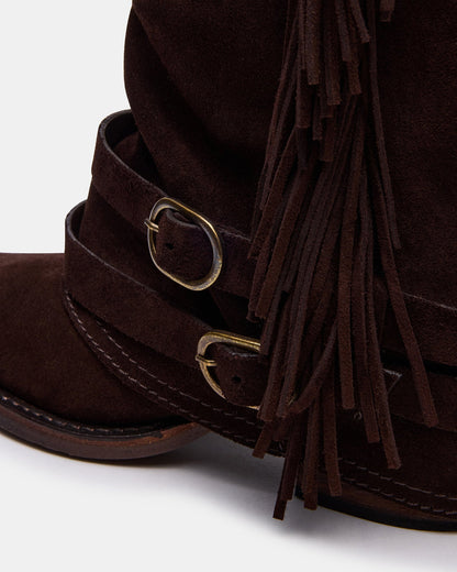 ANSEL Brown Suede Pointed-Toe Fold-Over Cuffed Women's Ankle Boot Steve Madden BROWN SUEDE