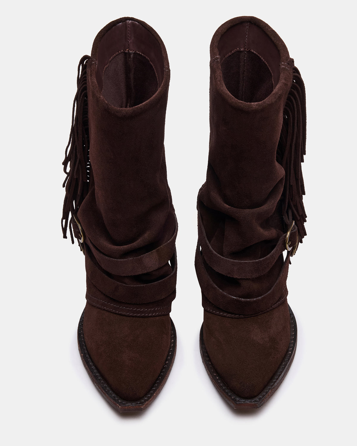 ANSEL Brown Suede Pointed-Toe Fold-Over Cuffed Women's Ankle Boot Steve Madden BROWN SUEDE