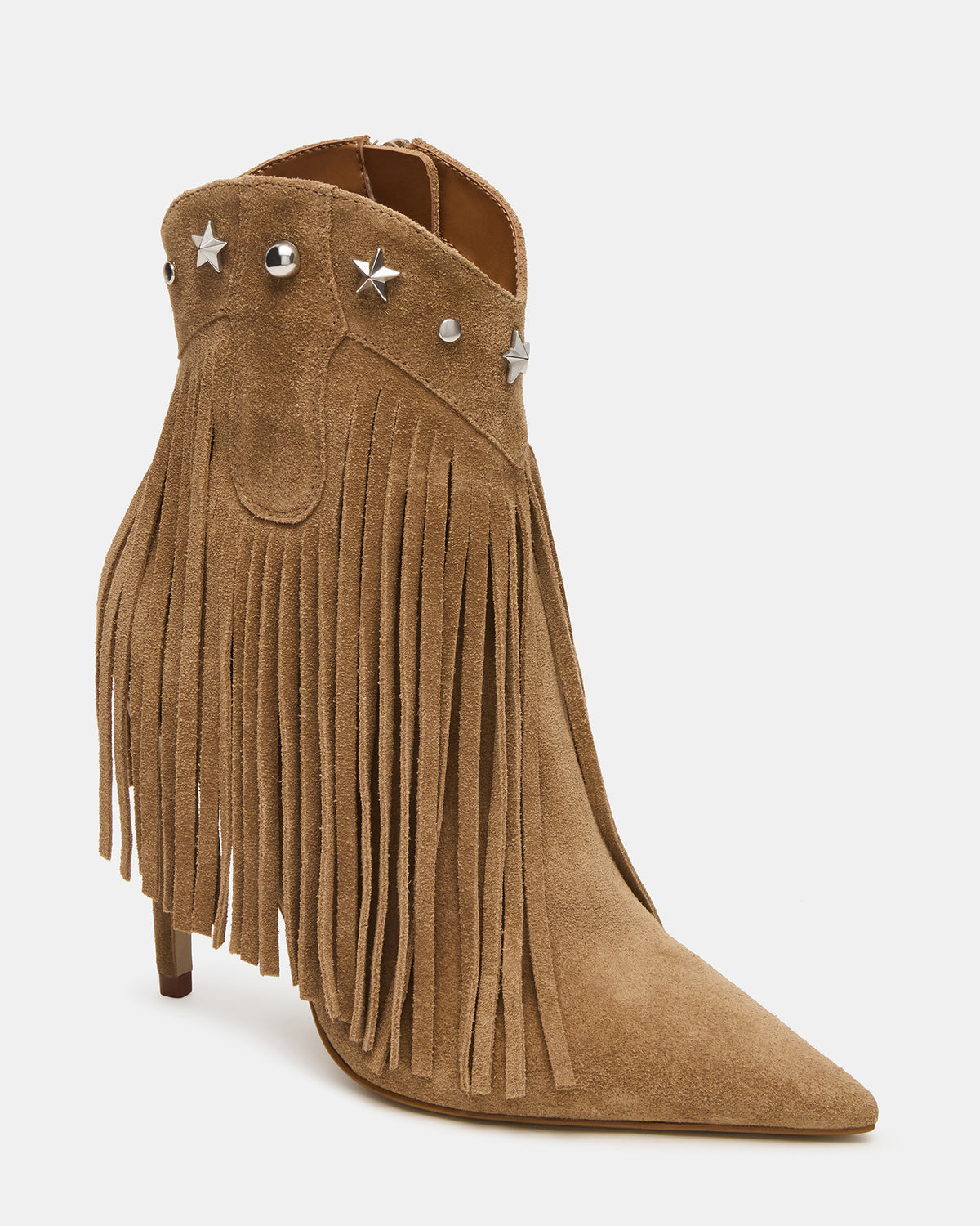 FALTER Chestnut Suede Pointed-Toe Fringe Western Women's Ankle Boot Steve Madden CHESTNUT SUEDE