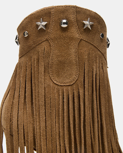 FALTER Chestnut Suede Pointed-Toe Fringe Western Women's Ankle Boot Steve Madden CHESTNUT SUEDE