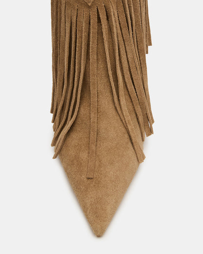 FALTER Chestnut Suede Pointed-Toe Fringe Western Women's Ankle Boot Steve Madden CHESTNUT SUEDE