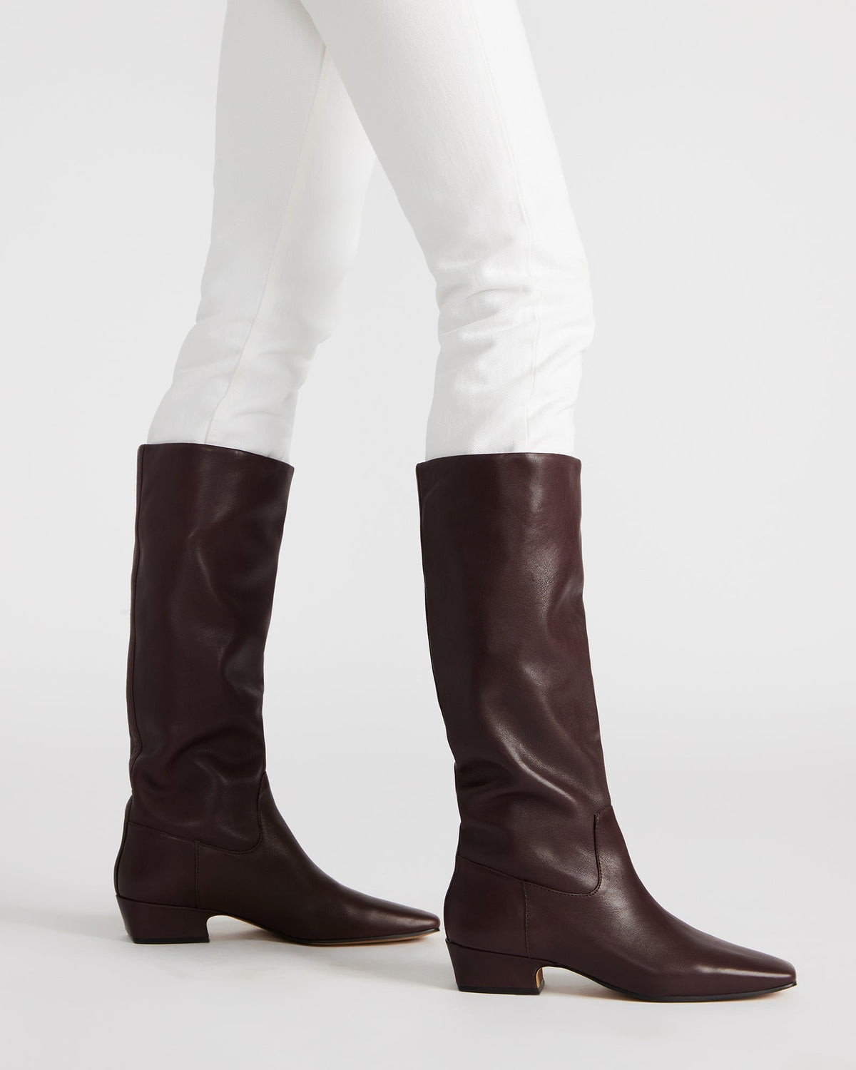 GWYNETH Brown/Red Leather Square Toe Boot | Women's Boots Steve Madden BROWN/RED LEATHER